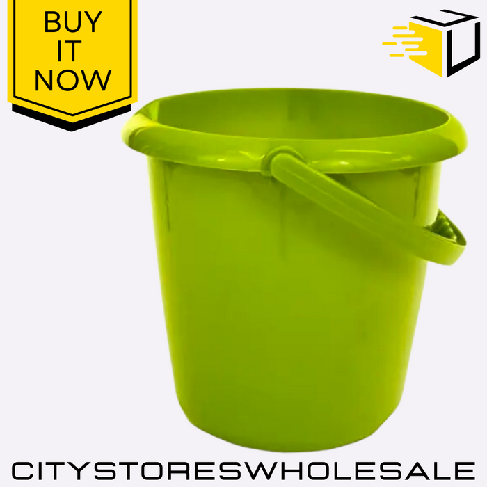 10L Bucket Green Plastic Durable With Handle Multi-Purpose Storage Whitefurze