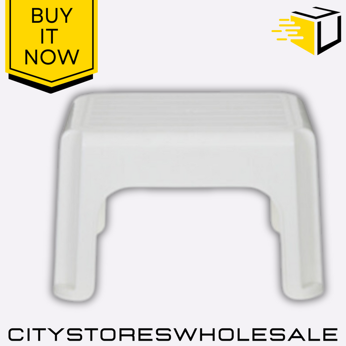 40cm Cream Stool Durable Plastic Lightweight Stackable Indoor Outdoor Whitefurze