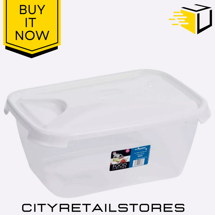 1.6L Rect Food Box & Lid Clear Ice White Storage 22.5x15.5x7.5cm Wham Cuisine