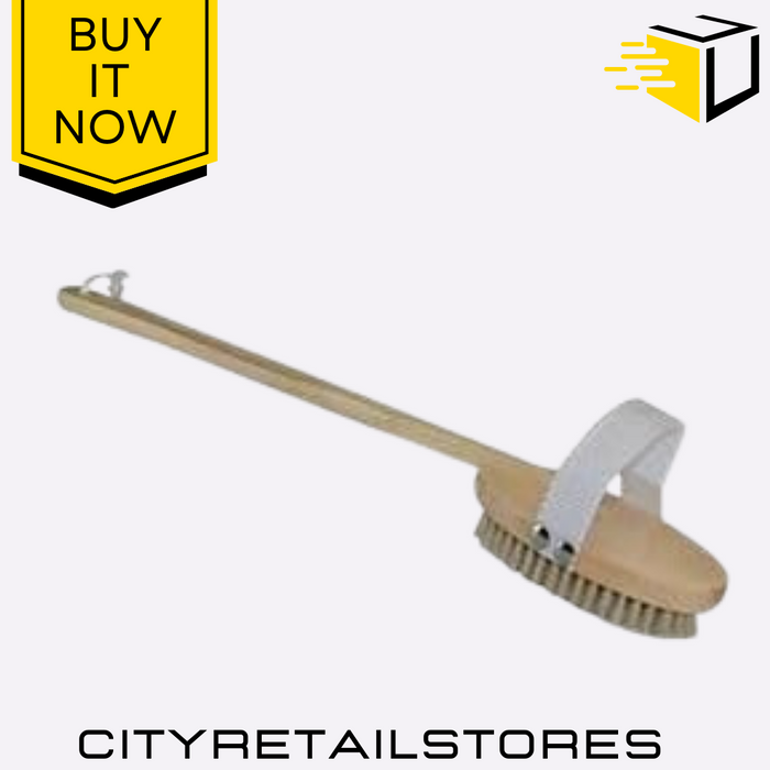 Wooden Bath Brush Long Apollo Handle Exfoliating Wooden Body Scrubber 43cm