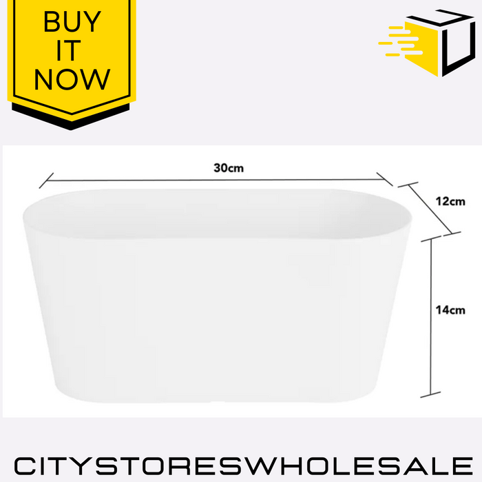 30cm Studio Oval Trough Planter Pot Cover White Stylish Garden Container Wham