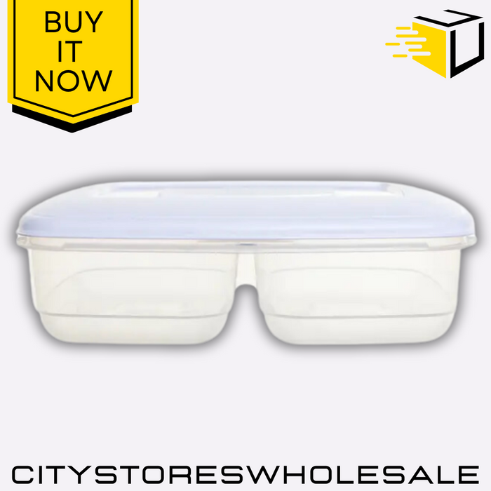 2.5L Twin Food Storage Box Durable BPA-Free Airtight Container White Whitefurze