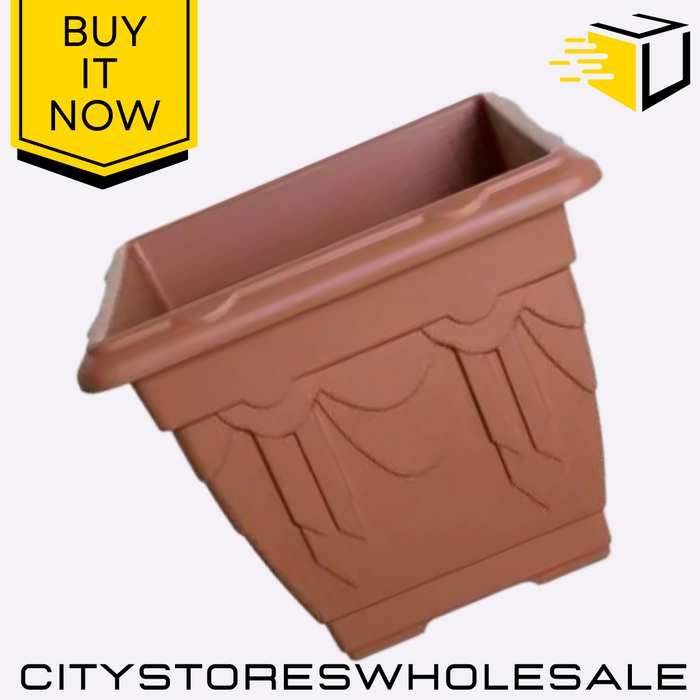 Square Venetian Planter 38cm Terracotta Outdoor Garden Pot Whitefurze