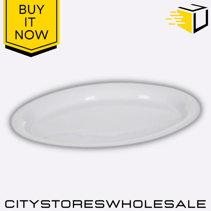 White Plastic Oval Platter 42cm Durable Lightweight Serving Dish Tray Whitefurze