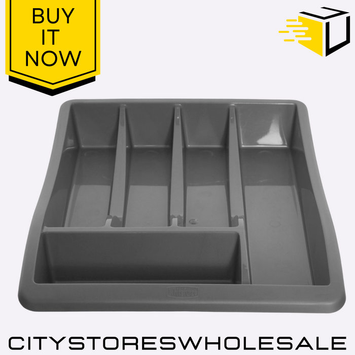 Silver Cutlery Tray Durable Kitchen Drawer Organizer Storage Divide Whitefurze