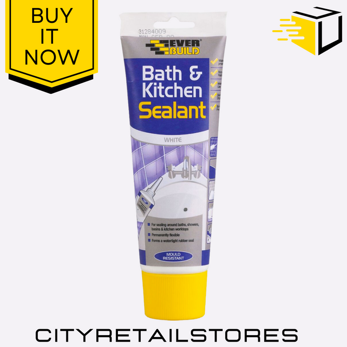 Bath & Kitchen Sealant Anti Mould Silicone For Bathroom Everbuild 200ml