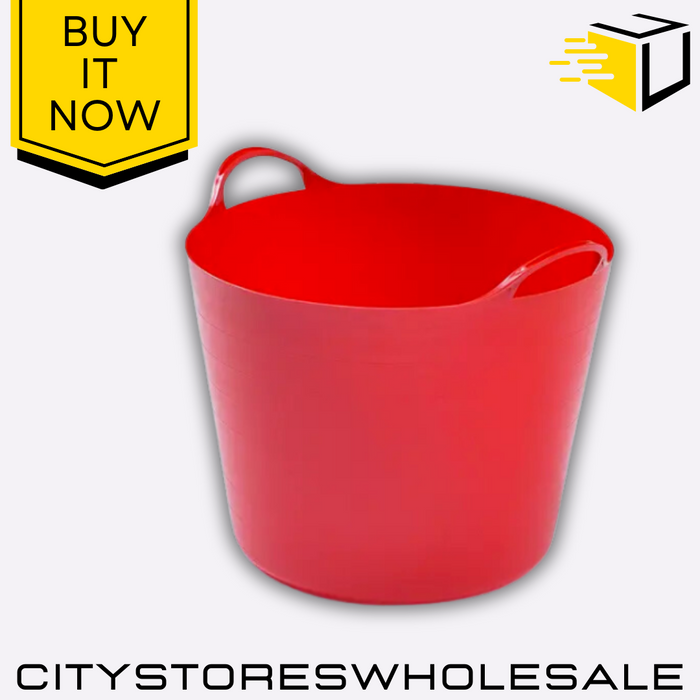 Flexible Tub 26L Durable Red Multi-Purpose Storage & Garden Bucket Whitefurze