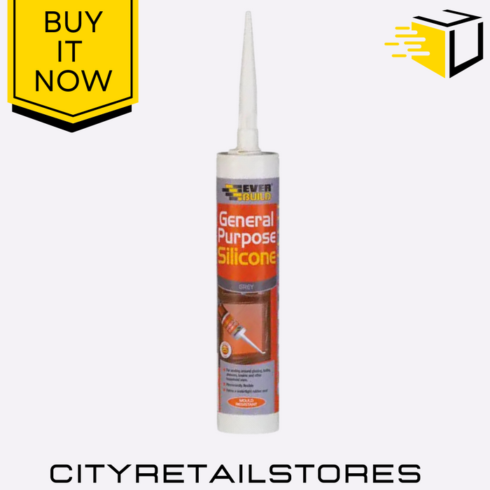 Grey General Purpose Silicone Sealant Everbuild Waterproof & Flexible 310ml