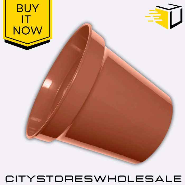 25cm Garden Pot Terracotta Durable Plastic Plant Indoor & Outdoor Whitefurze