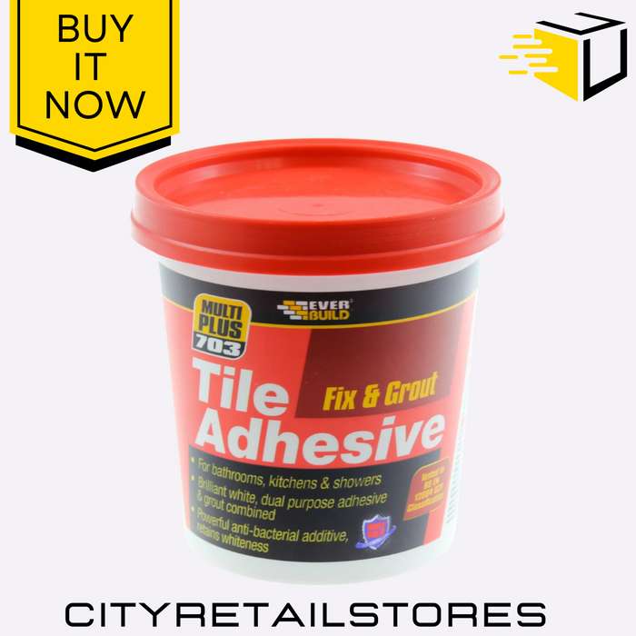 Tile Adhesive Fix & Grout  Everbuild 703 High Strength Walls & Floors White 750g