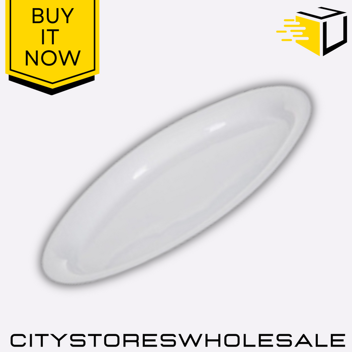 White Plastic Oval Platter 53cm Durable Lightweight Serving Dish Tray Whitefurze