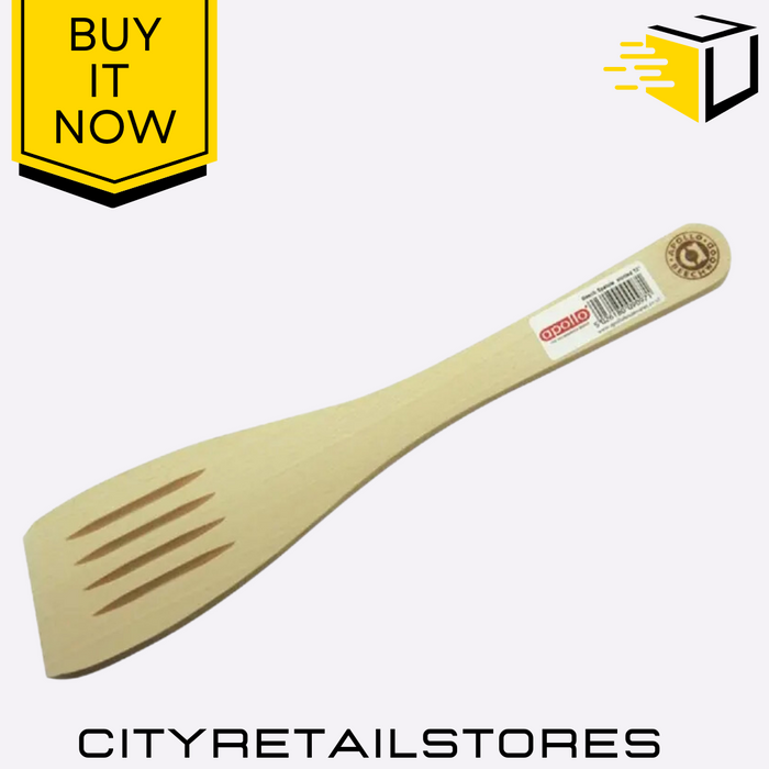 Apollo Beechwood Slotted Spatula 12" Durable Wooden Utensil Cooking & Baking