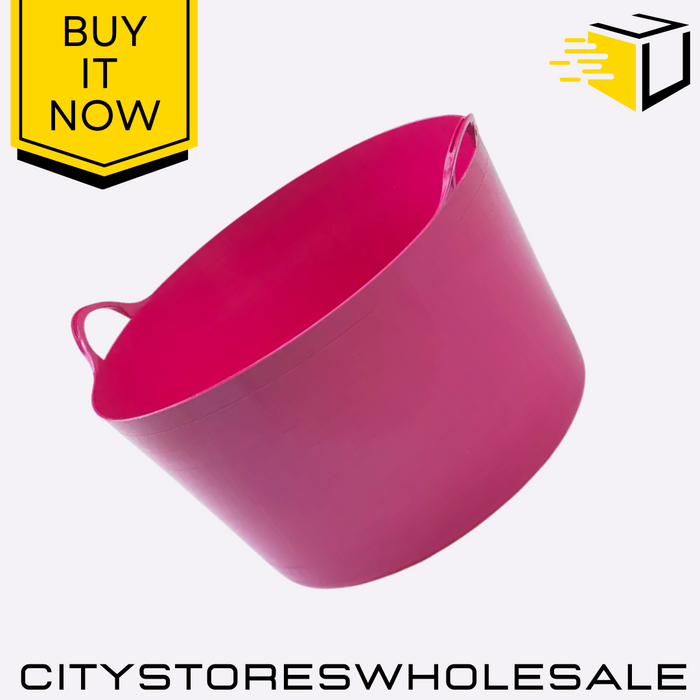 75L Pink Flexible Tub Durable Storage Bucket For Garden, Laundry, Toy Whitefurze