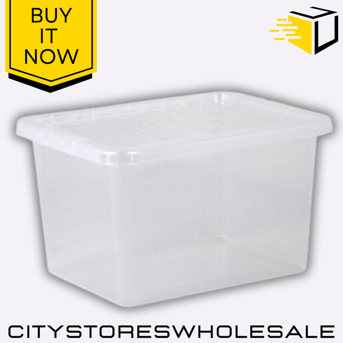 Crystal Clear Plastic Storage Box with Lid 25L Durable 42x32.5x25cm Wham