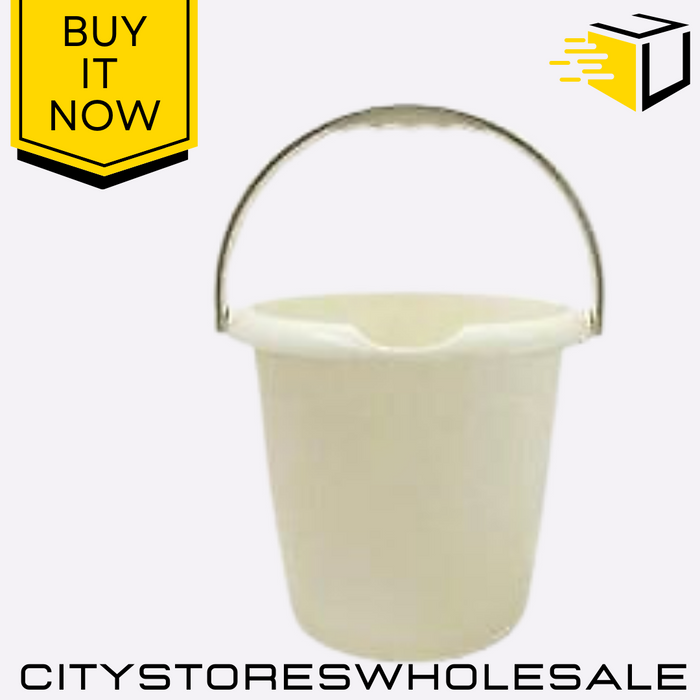 Cream Bucket 5L Durable Plastic Small Bin Lightweight Multi-Purpose Whitefurze