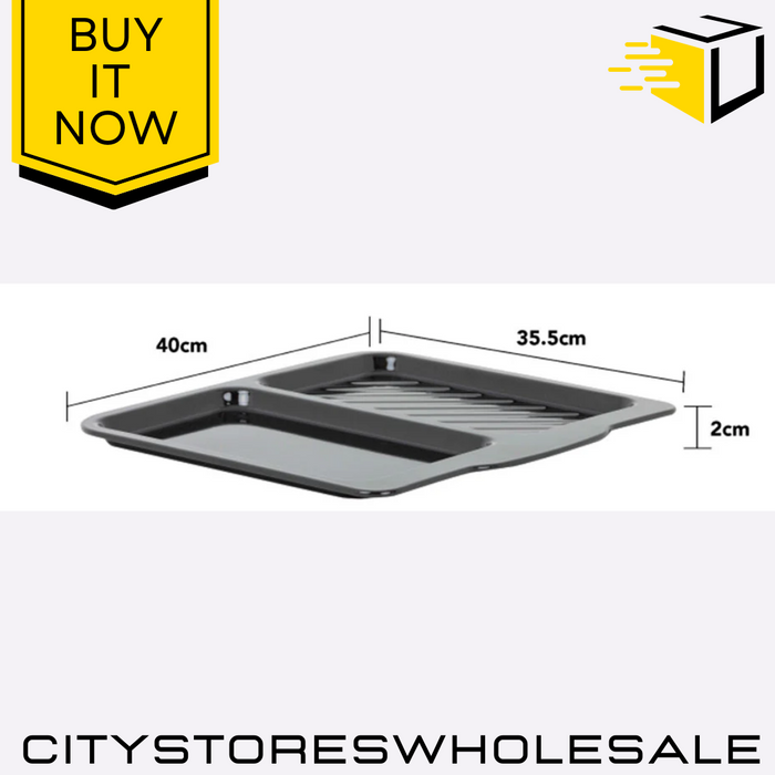 Enamel Dual Oven Tray Non-Stick Baking Roasting Tray 0.6mm Durable Black Wham