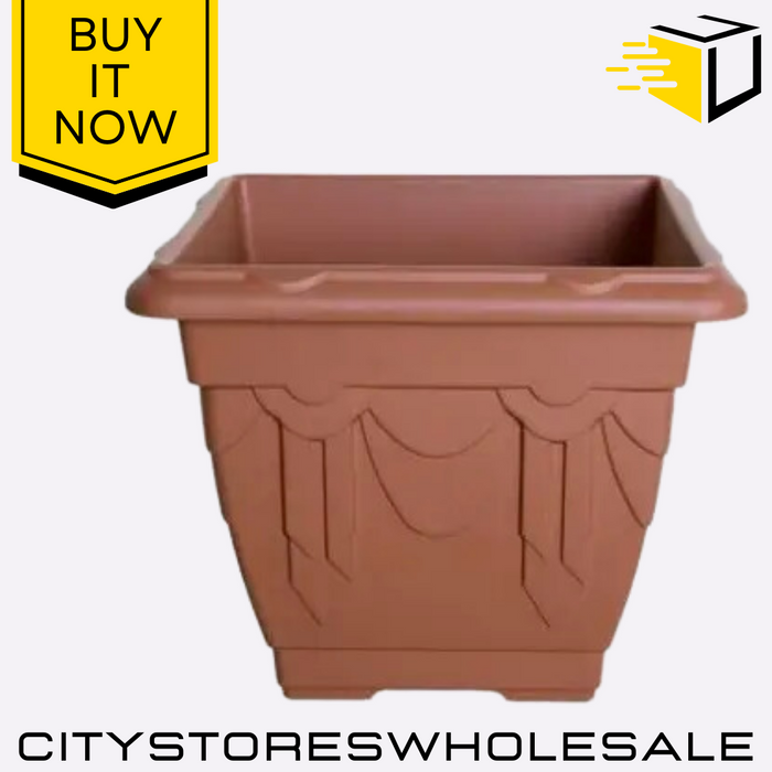 Square Venetian Planter 30cm Terracotta Outdoor Garden Pot Whitefurze