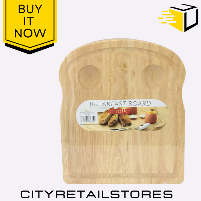 Breakfast Board Apollo Rubber Wood Toast Durable Serving Tray 20cm x 24cm