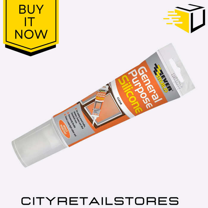 General Purpose Silicone Sealant Clear Waterproof Everbuild Flexible 80ml