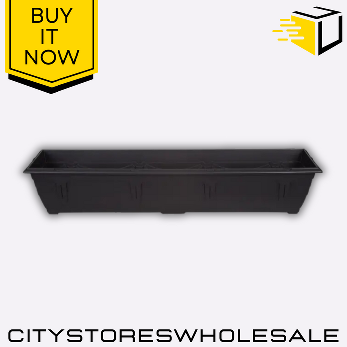 90cm Venetian Window Box Planter Black Durable Outdoor Garden Whitefurze