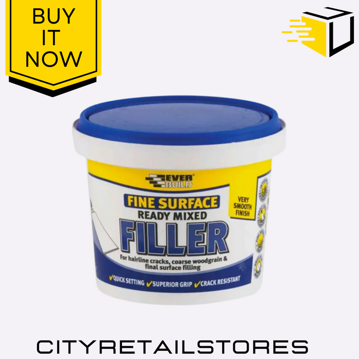 Fine Surface Ready Mixed Filler Everbuild Apply Filler for Walls, Ceilings 600g