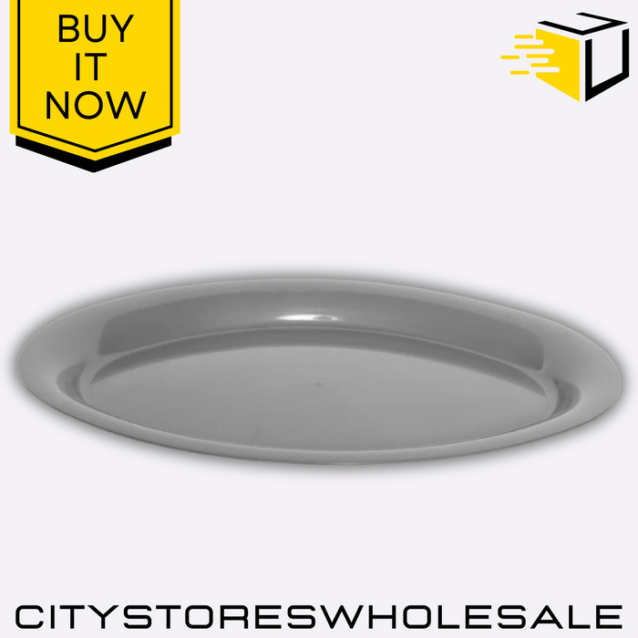 Oval Silver Platter Durable Large Party Serving Tray Elegant 53cm Whitefurze