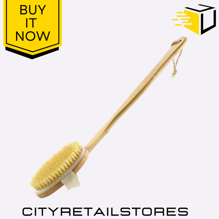 Wooden Bath Brush Long Apollo Handle Exfoliating Wooden Body Scrubber 43cm