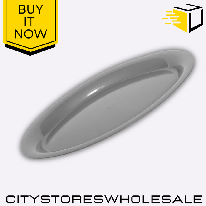 Oval Silver Platter Durable Large Party Serving Tray Elegant 53cm Whitefurze