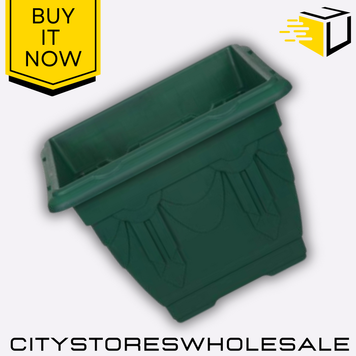 Square Venetian Planter 30cm Forest Green Outdoor Garden Pot Whitefurze