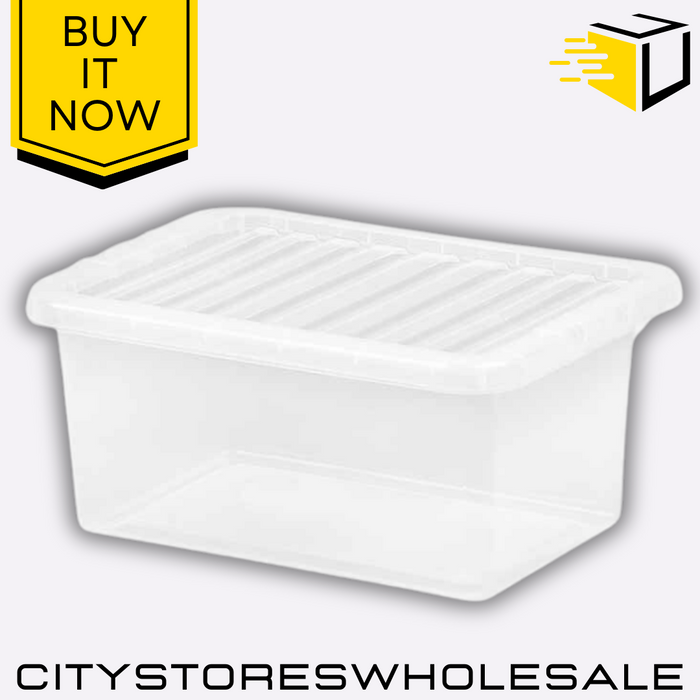 Crystal Clear Plastic Storage Box with Lid 11L Durable 36.5x25x17.5cm Wham