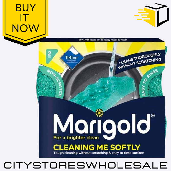 Cleaning Me Softly Non-Scratch Scourer Durable Gentle Multi-Surface 2pk Marigold