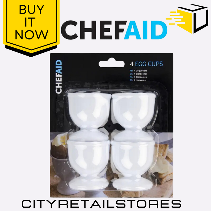 4 Egg Cups Durable Plastic Egg Holders Chef Aid Breakfast Kitchen Tableware