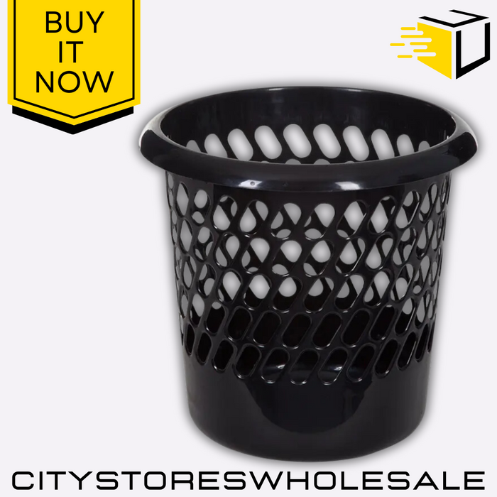 Black Waste Paper Basket Durable Lightweight Stylish Bin For Home Whitefurze