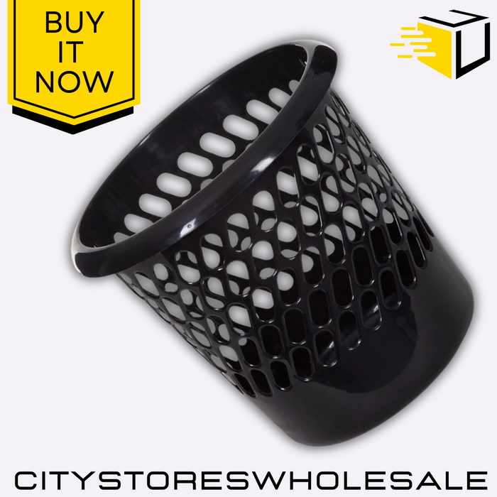 Black Waste Paper Basket Durable Lightweight Stylish Bin For Home Whitefurze