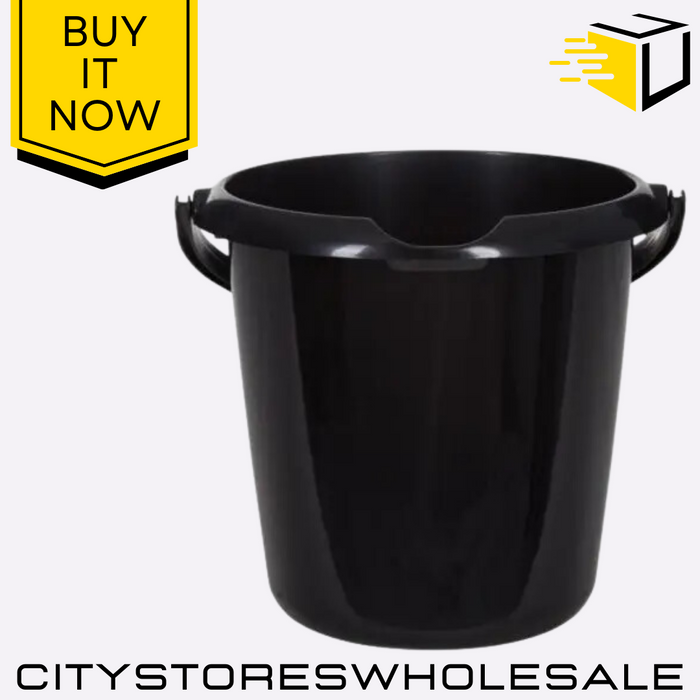 Black Bucket 5L Durable Plastic Small Bin Lightweight Multi-Purpose Whitefurze