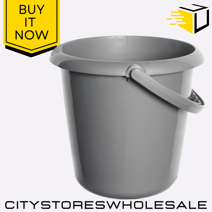 Silver Bucket 5L Durable Plastic Small Bin Lightweight Multi-Purpose Whitefurze