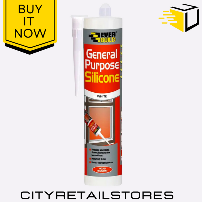 White General Purpose Silicone Sealant Waterproof & Flexible Everbuild 290ml