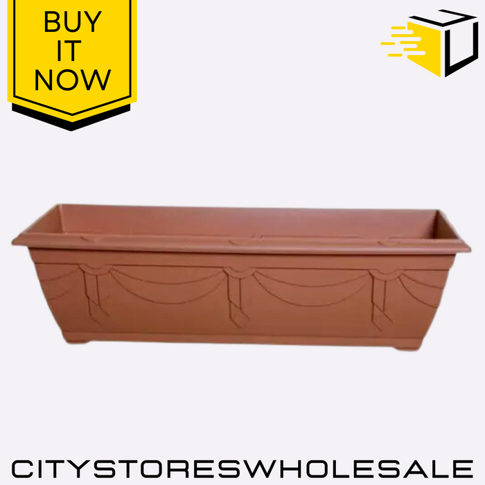 60cm Terracotta Venetian Window Box Planter For Outdoor/Indoor Use Whitefurze