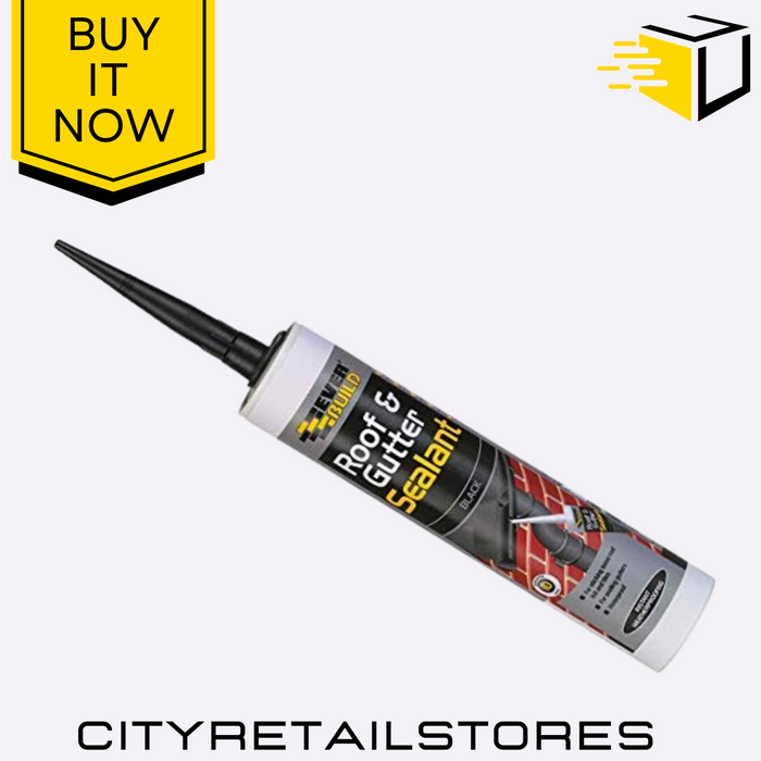 Roof & Gutter Sealant Everbuild Black Waterproof Flexible Adhesive Seal 295ml