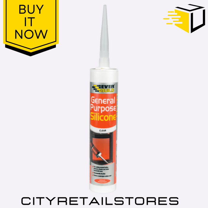 Sealant Clear General Purpose Silicone Everbuild  Waterproof Flexible 290ml