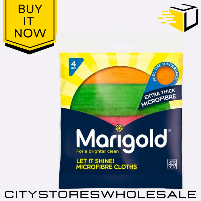 Let It Shine Microfibre Cloths Premium Cleaning Towels, Shine 4 Pack Marigold