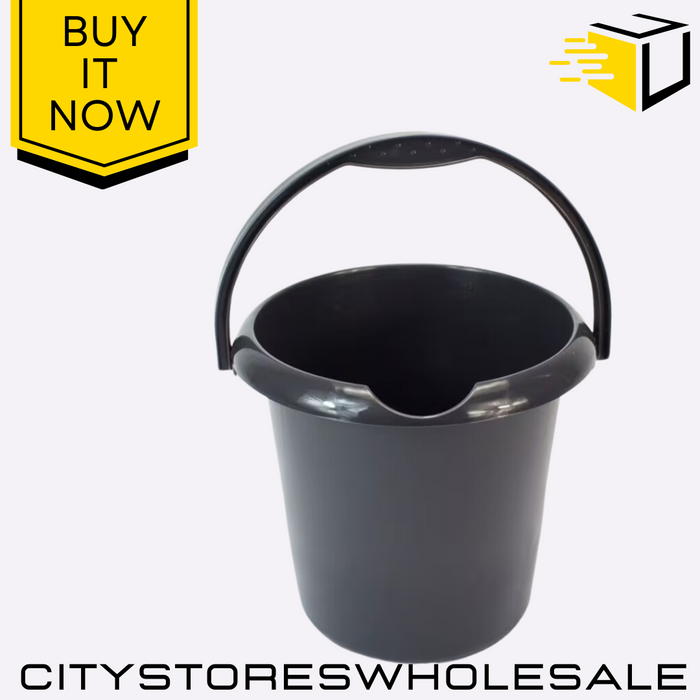 Black Bucket 5L Durable Plastic Small Bin Lightweight Multi-Purpose Whitefurze