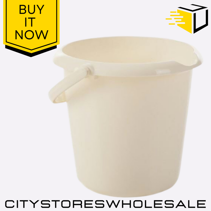 Cream Bucket 5L Durable Plastic Small Bin Lightweight Multi-Purpose Whitefurze