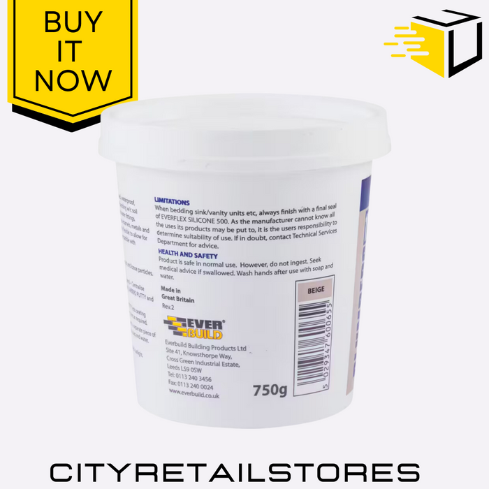 Plumbers Putty Waterproof Strong Sealant for Pipes & Drain 750g Everbuild P13