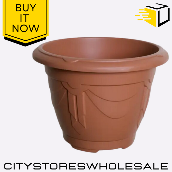 Round Venetian Planter 58cm Terracotta Indoor Outdoor Stylish Pot Whitefurze