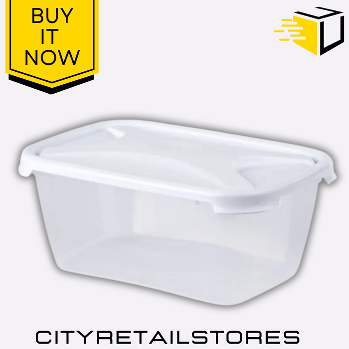 1.6L Rect Food Box & Lid Clear Ice White Storage 22.5x15.5x7.5cm Wham Cuisine