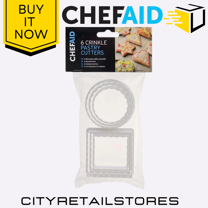 Pastry Cutters Chef Aid Crinkle Versatile Biscuit & Cookie Baking Tools 6 Pack