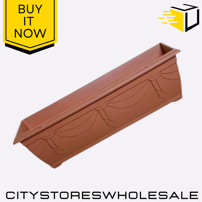 60cm Terracotta Venetian Window Box Planter For Outdoor/Indoor Use Whitefurze