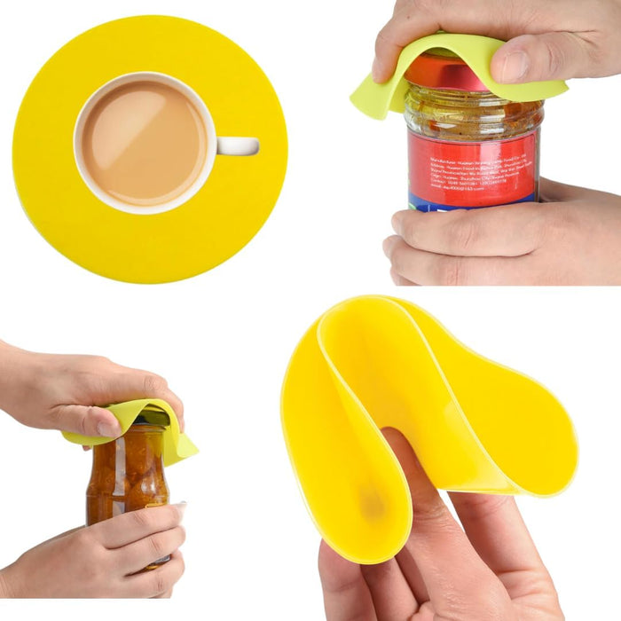 Citystores® Yellow Rubber Jar Gripper Pads Multi-Purpose Jar Opener Grippers Lid Coasters Children Weak Hands Weak Grip Arthritis Suffers Aid Old Gift