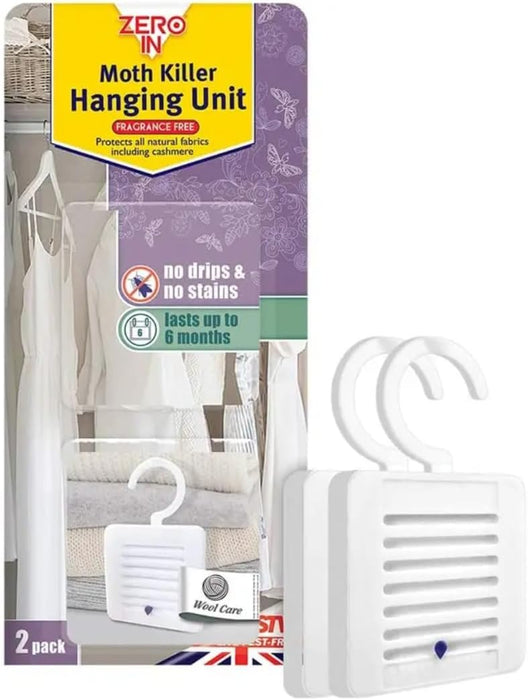 Zero in Moth Killer Hanging Traps for Clothes Pack of 2 Glue Monitoring Odour Free Fragrance Kill Moths Larvae & Egg - 4328